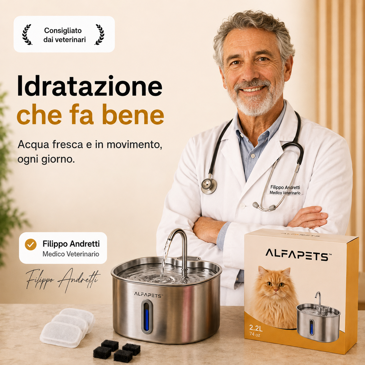 ALFAPETS™ SteelFlow – Fontana per Gatti 2,2L